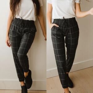 Albion Women's Destination Joggers XL Black Windowpane Drawstring Lightweight